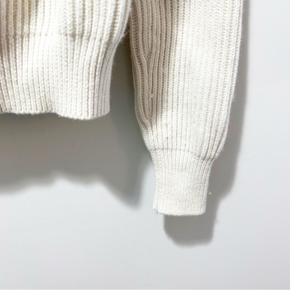 Maje Cream Wool Blend Sweater Size 3 Size Medium Ribbed Cableknit - Picture 10 of 15